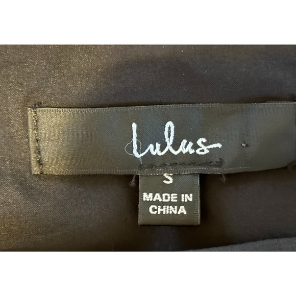 Lulus Black Slipdress Size S Spaghetti Strap V-Neck High Low Hem Sexy Stretch - Picture 2 of 7